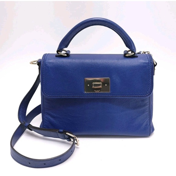 kate spade Handbags - Kate Spade Irving Place Little Madine Lapis Blue Leather Tote Purse Shoulder Bag